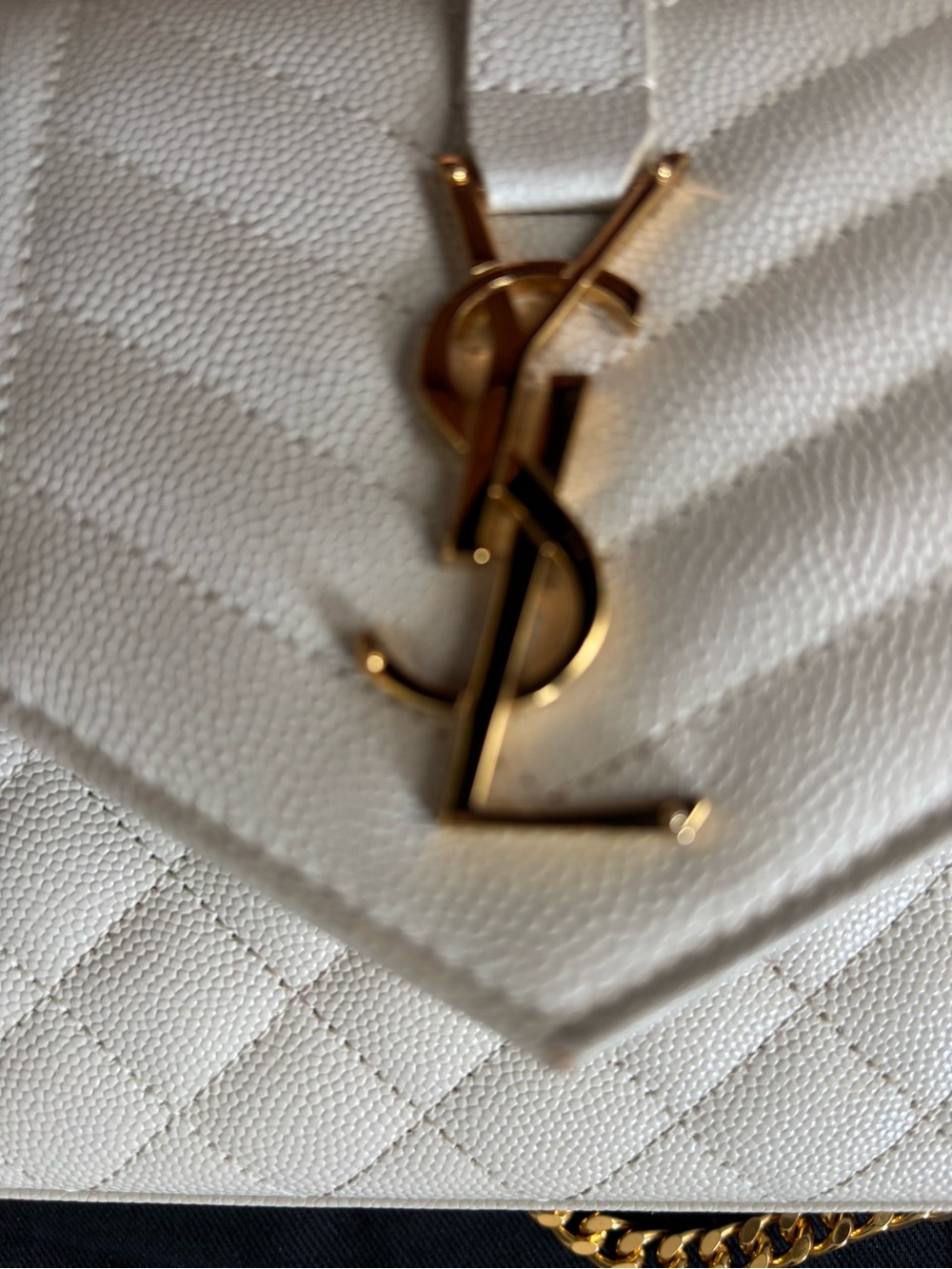 Saint Laurent Cream Quilted Leather Envelope Chain Crossbody Clutch/WOC - Picture 6 of 9